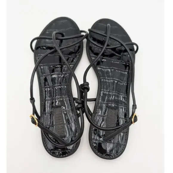 Schutz Malta Leather Strappy Flat Sandals Women's Black Size US10B EU40 - Picture 11 of 12